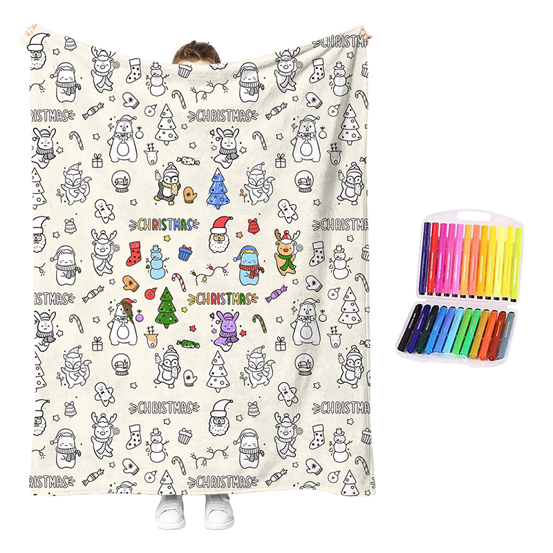 💥💰Best price guaranteed🔥LAST DAY SALE 50% OFF+Free Marker Pen Set!!🎨✨Creative Cozy Coloring Blanket Kit | Creative Arts & Crafts, Ultimate DIY Gift