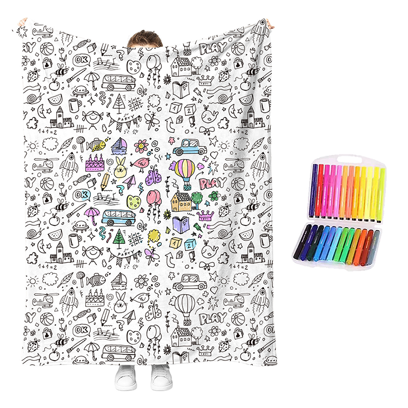 💥💰Best price guaranteed🔥LAST DAY SALE 50% OFF+Free Marker Pen Set!!🎨✨Creative Cozy Coloring Blanket Kit | Creative Arts & Crafts, Ultimate DIY Gift