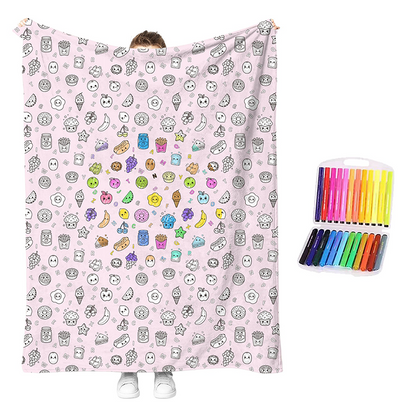 💥💰Best price guaranteed🔥LAST DAY SALE 50% OFF+Free Marker Pen Set!!🎨✨Creative Cozy Coloring Blanket Kit | Creative Arts & Crafts, Ultimate DIY Gift