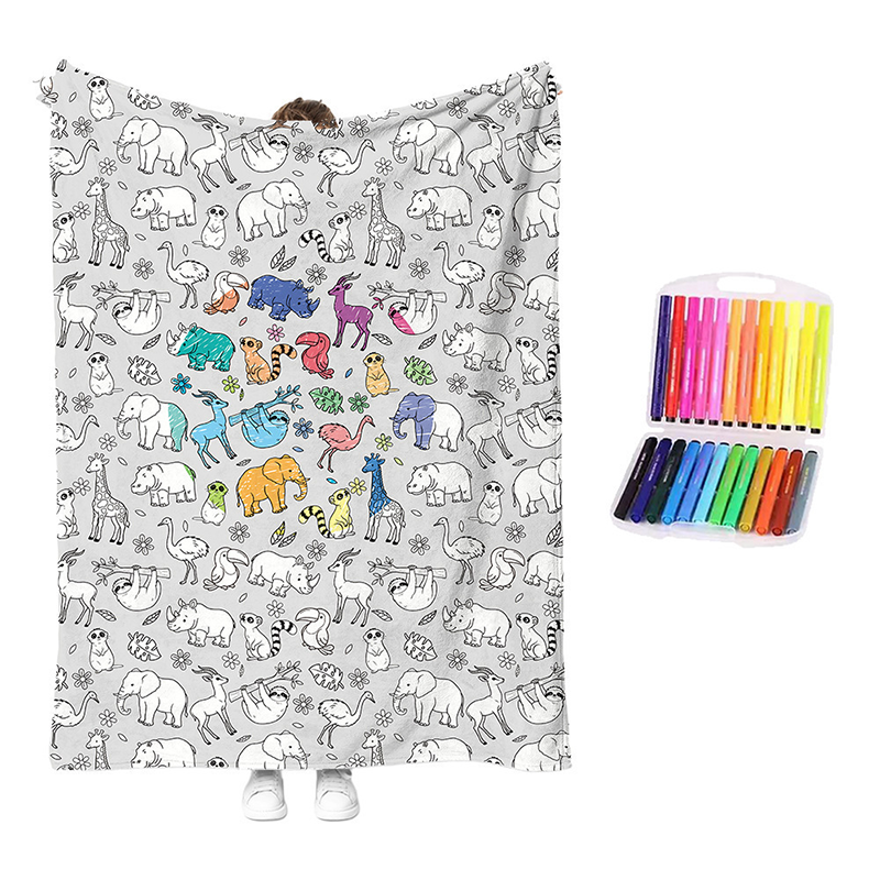 💥💰Best price guaranteed🔥LAST DAY SALE 50% OFF+Free Marker Pen Set!!🎨✨Creative Cozy Coloring Blanket Kit | Creative Arts & Crafts, Ultimate DIY Gift
