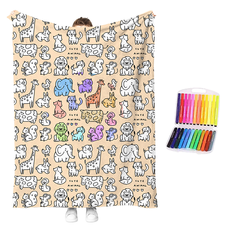 💥💰Best price guaranteed🔥LAST DAY SALE 50% OFF+Free Marker Pen Set!!🎨✨Creative Cozy Coloring Blanket Kit | Creative Arts & Crafts, Ultimate DIY Gift