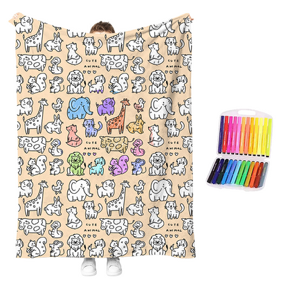 💥💰Best price guaranteed🔥LAST DAY SALE 50% OFF+Free Marker Pen Set!!🎨✨Creative Cozy Coloring Blanket Kit | Creative Arts & Crafts, Ultimate DIY Gift