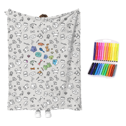 💥💰Best price guaranteed🔥LAST DAY SALE 50% OFF+Free Marker Pen Set!!🎨✨Creative Cozy Coloring Blanket Kit | Creative Arts & Crafts, Ultimate DIY Gift