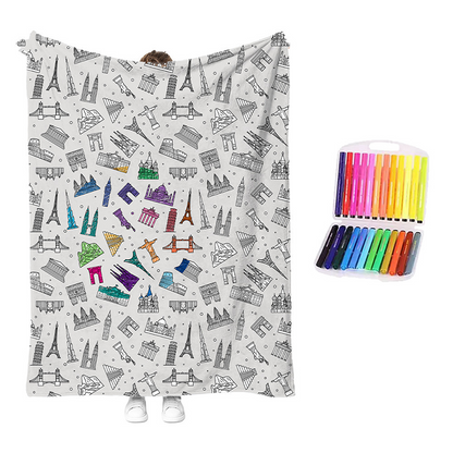 💥💰Best price guaranteed🔥LAST DAY SALE 50% OFF+Free Marker Pen Set!!🎨✨Creative Cozy Coloring Blanket Kit | Creative Arts & Crafts, Ultimate DIY Gift