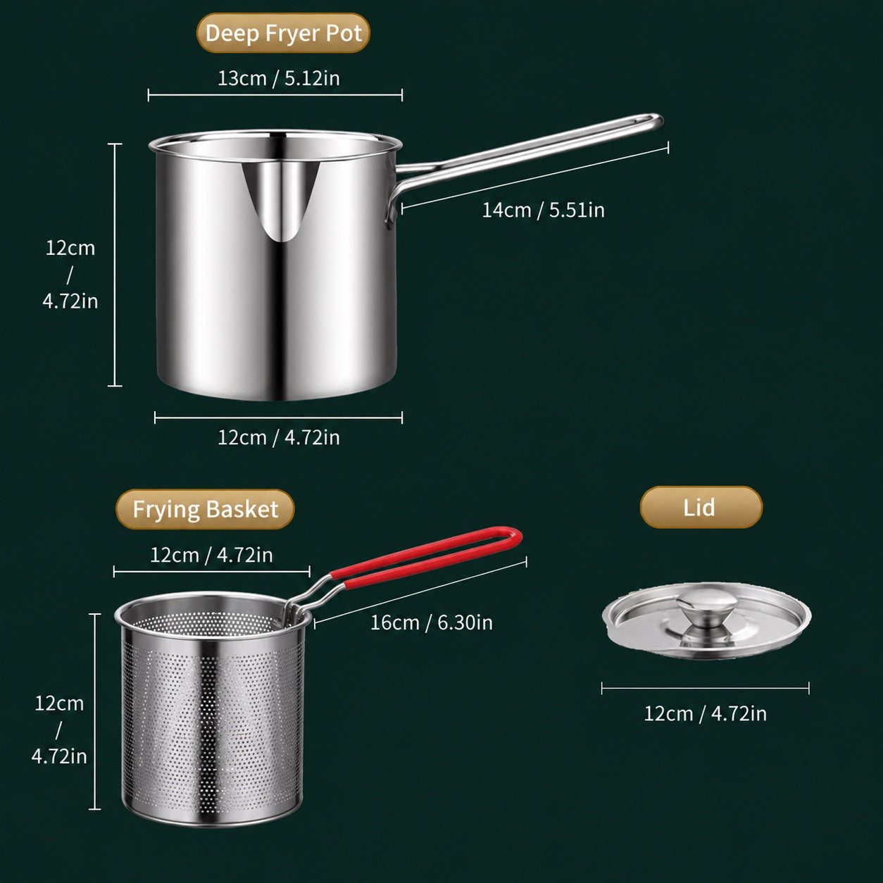 🍳 Oil‑Saving Deep Fry Pot, Stainless Steel Small Frying Pot with Strainer Basket & Food Clip