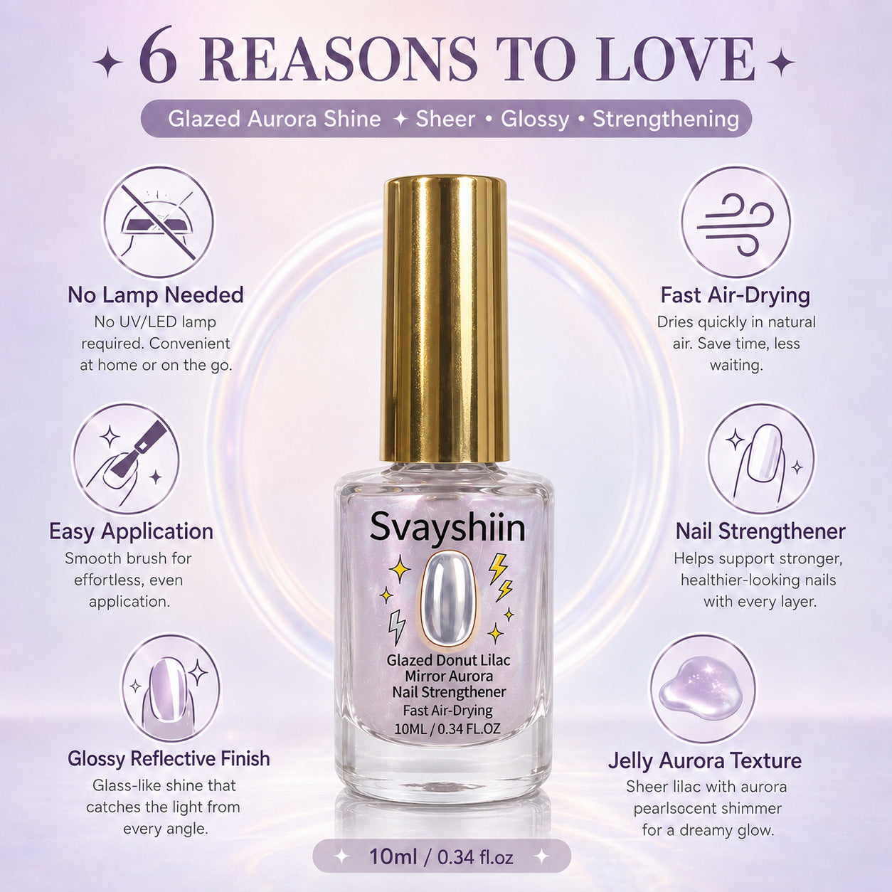 💅 50% OFF !! ⏰ Lilac Glossy Nail Strengthener – Strengthen Weak Nails & Restore Natural Shine