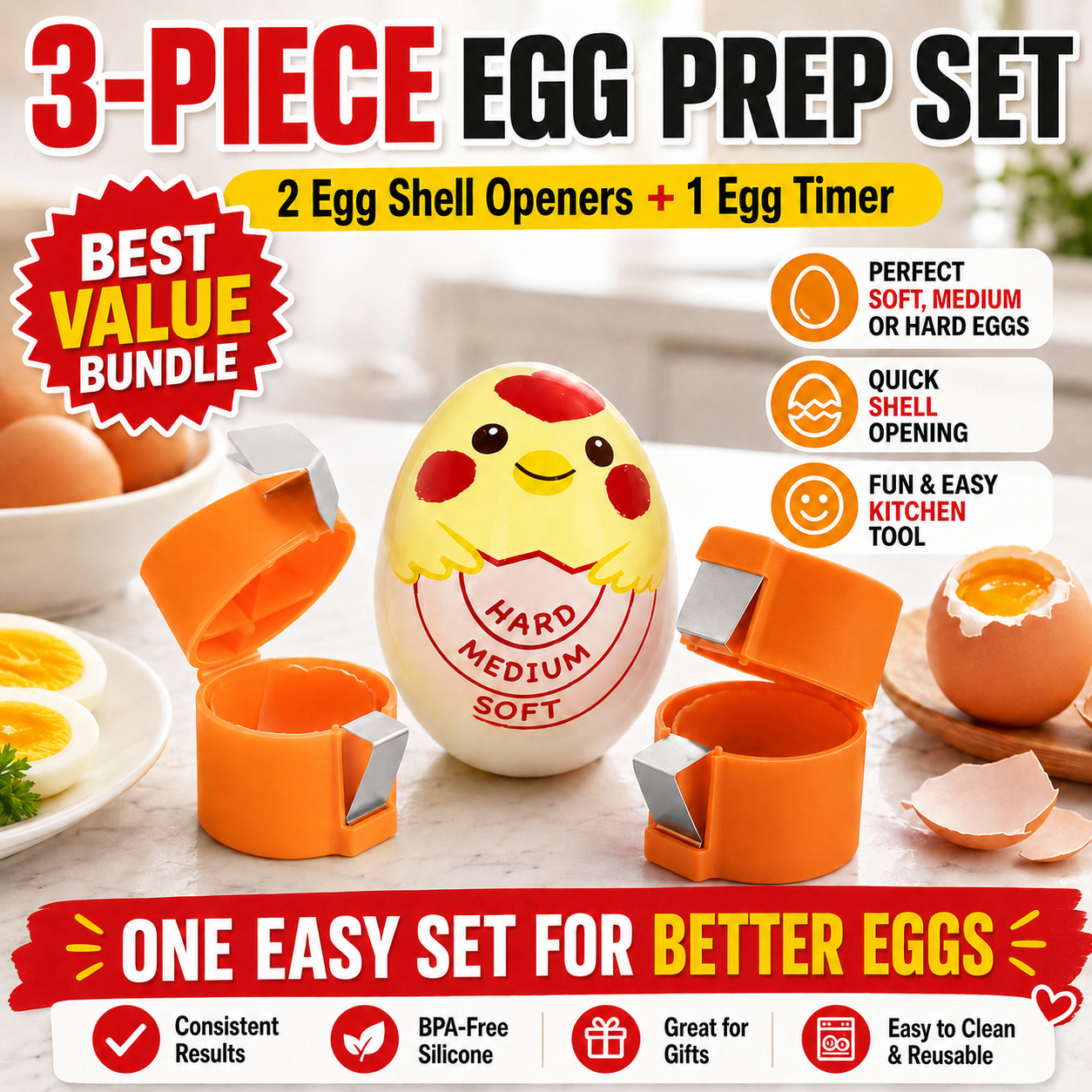 🔥🔥🔥Limited-time 😮‍💨 Buy 1 Get 1 Free ！！！🍳 Quick Egg Cracker Tool – Open Hundreds Of Eggs Faster & Cleaner 🔥