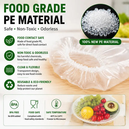 🍽️✨ 100PCS Stretch Bowl Covers – Elastic Bowl & Plate Covers for Easy Food Storage 🥗