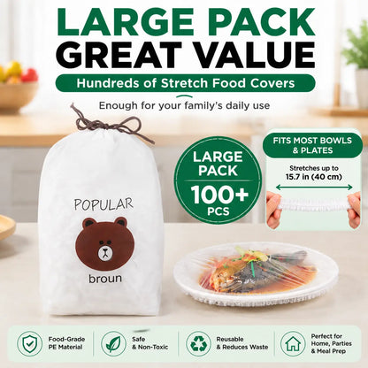 🍽️✨ 100PCS Stretch Bowl Covers – Elastic Bowl & Plate Covers for Easy Food Storage 🥗