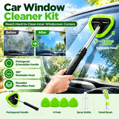 🚗 50% OFF🧼 9PCS Car Window Cleaner Kit✨ Extendable Handle & Windshield Cleaning Tool