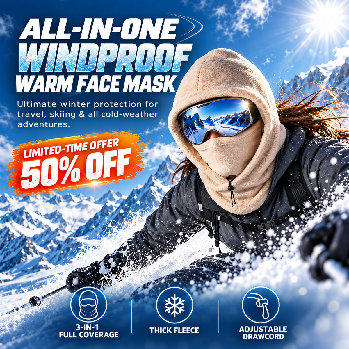 50% OFF | ❄️🔥Winter Essential Balaclava Hood 🧣– 3-in-1 Warm Face & Neck Coverage for Everyday Outings | Affordable Cold-Weather Must-Have