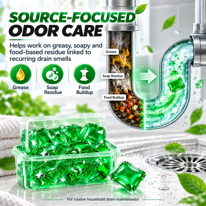 🥳Buy 1 Get 1 Free – 100 Pods Total! Drain Deodorizer Pods – Bio‑enzyme formula neutralizes smells at the source. Instant fresh scent, no harsh chemicals. 🚰✅