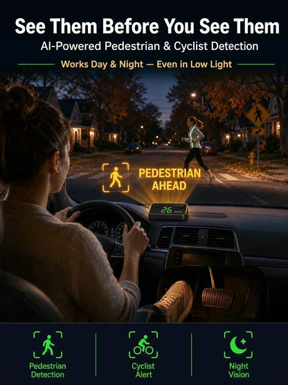 🚗50% OFF | Car GPS HUD Head-Up Display, Digital MPH Speedometer, Red Light Camera Alert & Traffic Light Countdown, Driver Safety Device to Avoid Driving Fines