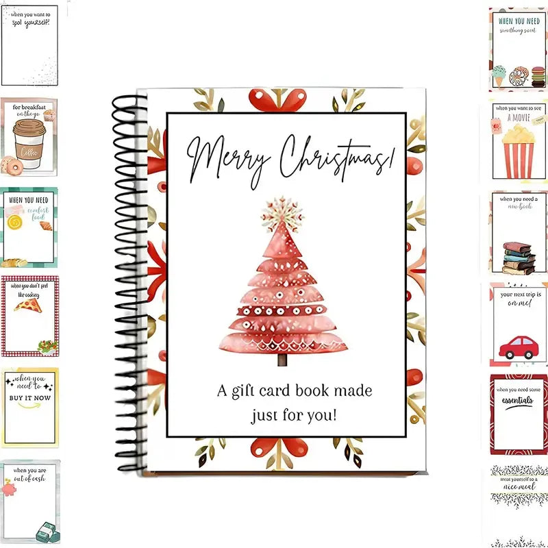 🔥Shockingly low price🎁Ready for Christmas!🎅Christmas Gift Card Booklet -👍DIY Spiral-Bound Christmas Gift Card Holder Book