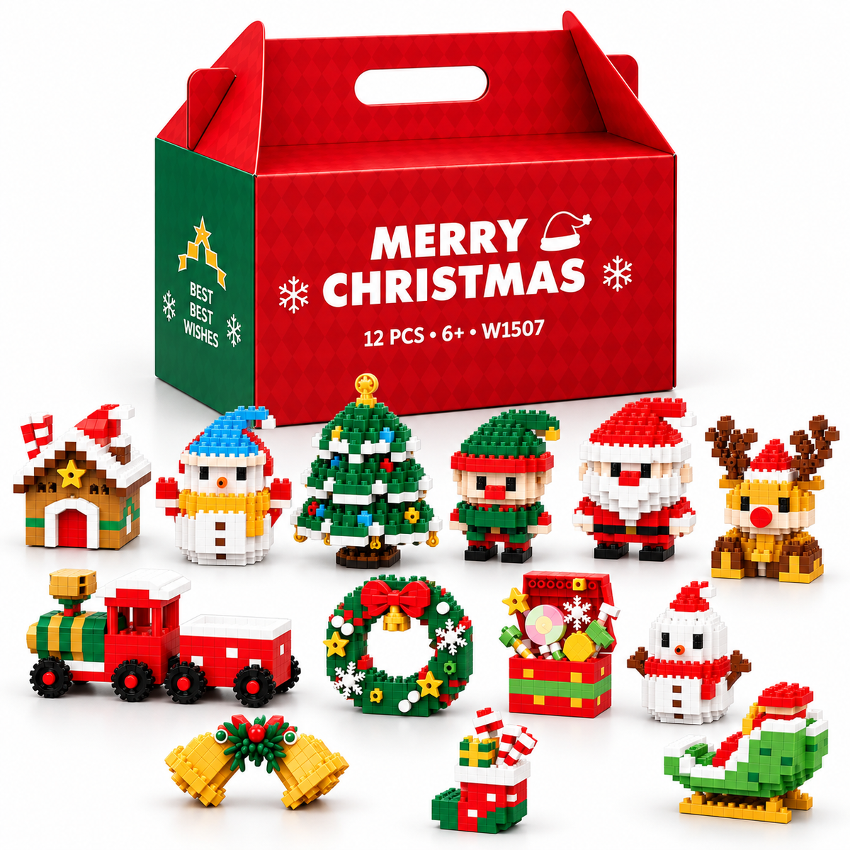🌟 Last day to save 49% – 🎄 12-Day Mini Christmas DIY Building Set | 12 unique festive buildable designs with hanging loops—perfect for decorating Christmas trees, wreaths, and holiday displays 🧱