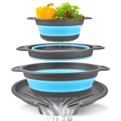 🥗 3-Piece Collapsible Colander Set – Fold Flat, Save Space & Easily Drain Pasta, Fruits & Veggies