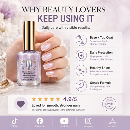💅 40% OFF !! ⏰ Lilac Glossy Nail Strengthener – Strengthen Weak Nails & Restore Natural Shine