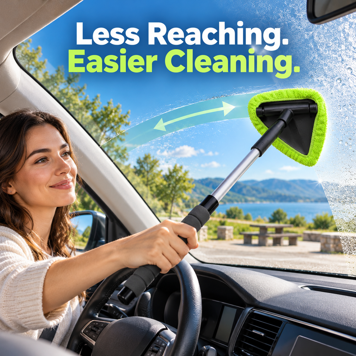 🚗 50% OFF🧼 9PCS Car Window Cleaner Kit✨ Extendable Handle & Windshield Cleaning Tool