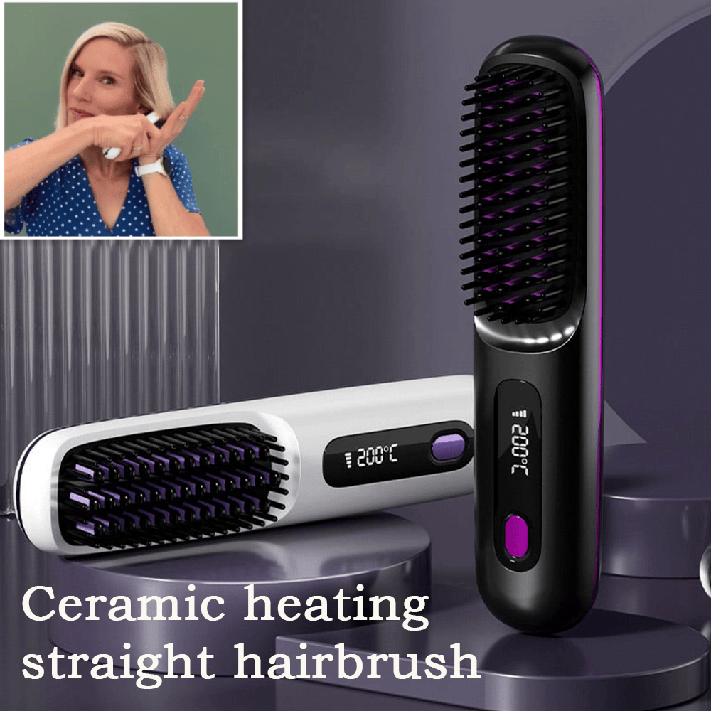 🎁Flash Sale(🚀50%OFF)🎁Cordless Ceramic Heated Hair Straightening Comb