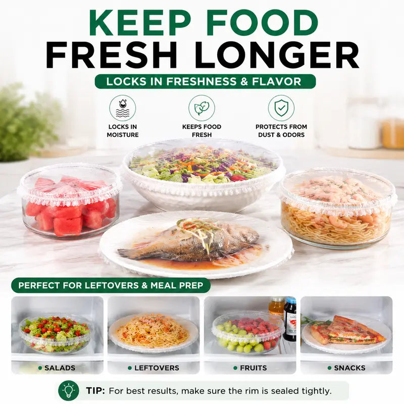 🍽️✨ 100PCS Stretch Bowl Covers – Elastic Bowl & Plate Covers for Easy Food Storage 🥗