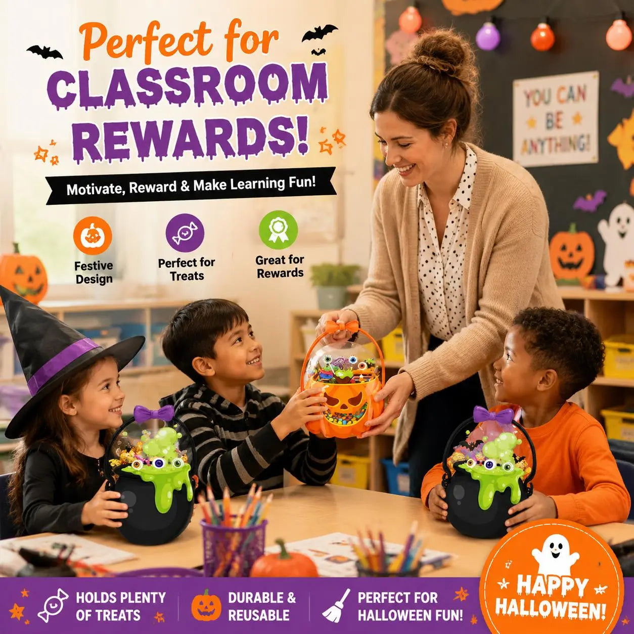 🎃 2026 Halloween Early Deal! 👻 40% OFF🎉Halloween Goodie Bags 🧡 Pumpkin & Cauldron Treat Bags for Trick-or-Treating, Parties & Spooky Fun 🍬 — Devareon®