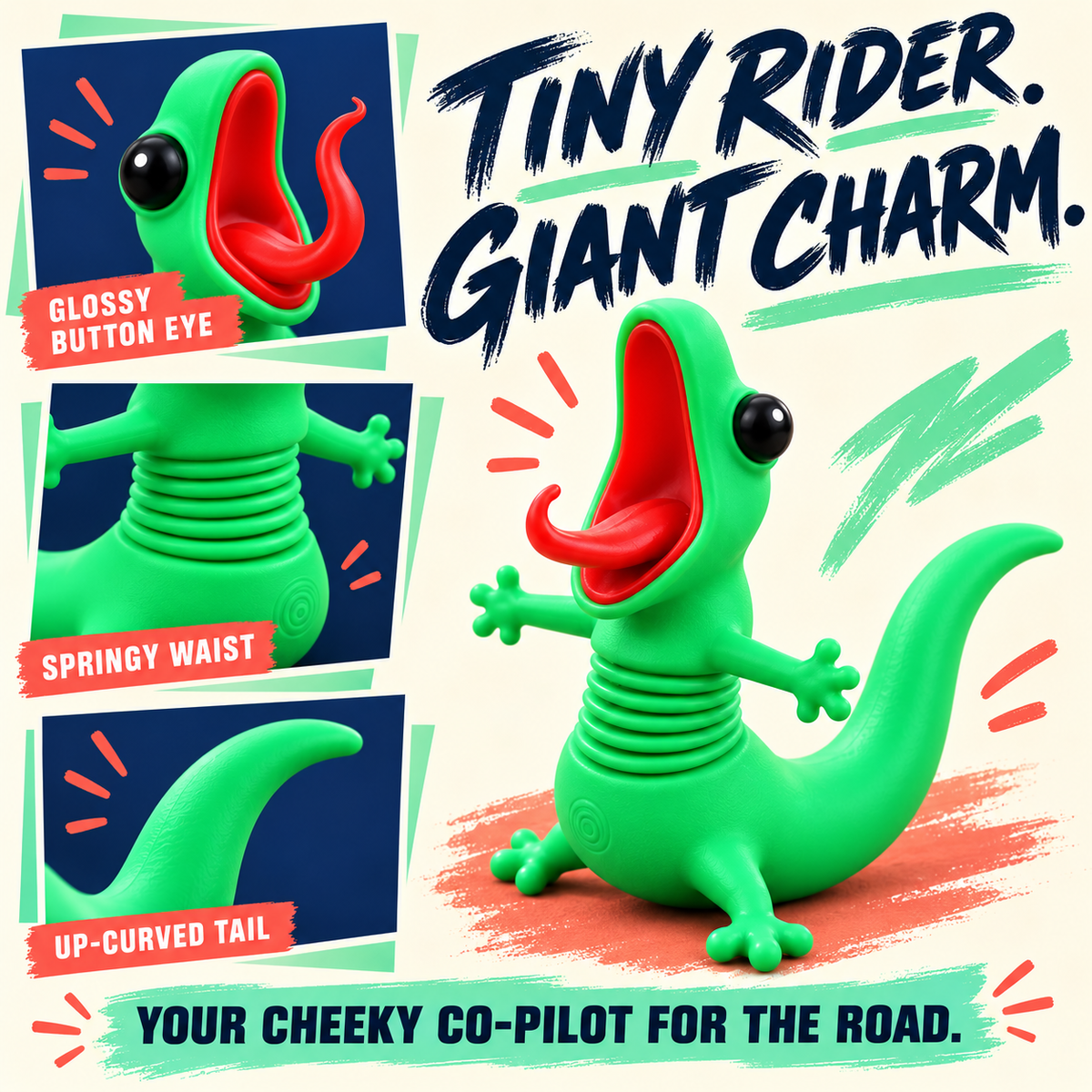 🦎🏍️ BUY 1 GET 1 FREE | Roadside Lizard Buddy – Car & Motorcycle Decor + FREE Strong No-Trace Adhesive