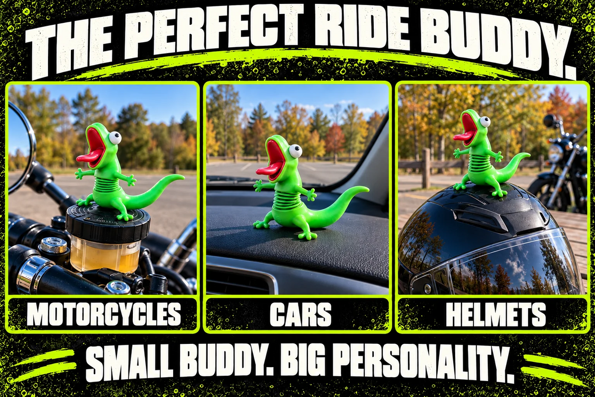 🦎🏍️ BUY 1 GET 1 FREE | Roadside Lizard Buddy – Car & Motorcycle Decor + FREE Strong No-Trace Adhesive