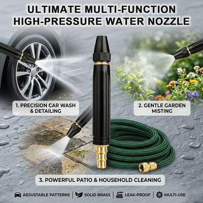 🔥 High Pressure Water Nozzle 💧✨Multi-Purpose for Car, Garden & Household Cleaning