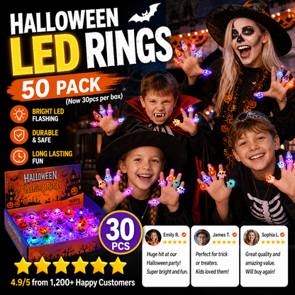 🔥🎃Spooky Season Hot Sale 50% OFF‼️✨LED Light Halloween Glowing Ring | Flashing Light‑Up Party Favor for Halloween Night👻