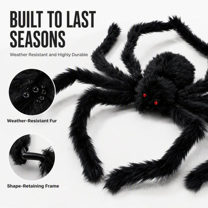 🥳2026 HOT SALE🥳💞50K+ SOLD! 🕷️🎃 50% OFF! Oversized Halloween Spider – 75cm giant leg span, realistic furry body & glowing red eyes. Perfect for porches, gardens & haunted house themes – instant spooky centrepiece! 👻✨