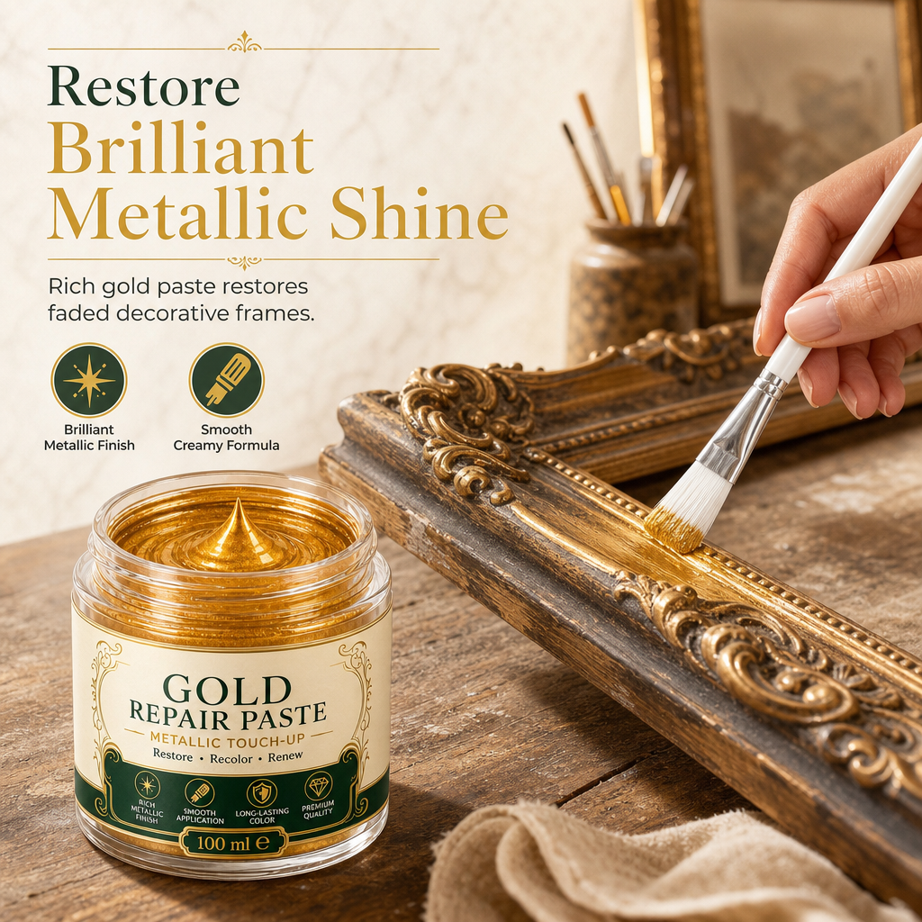 🎁 BUY 2 GET 1 FREE+50% OFF!! Gold Metallic Repair Paste with Brush – Revive Worn Frames & Furniture and Refresh Your Décor Without Buying New