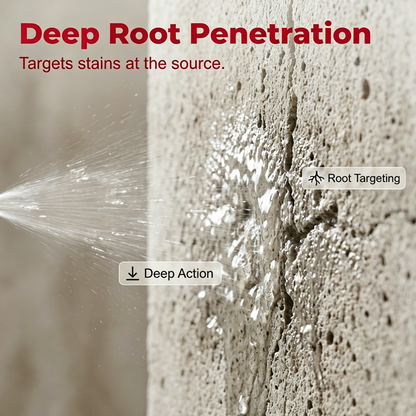 A spray for removing mould and mildew from various surfaces