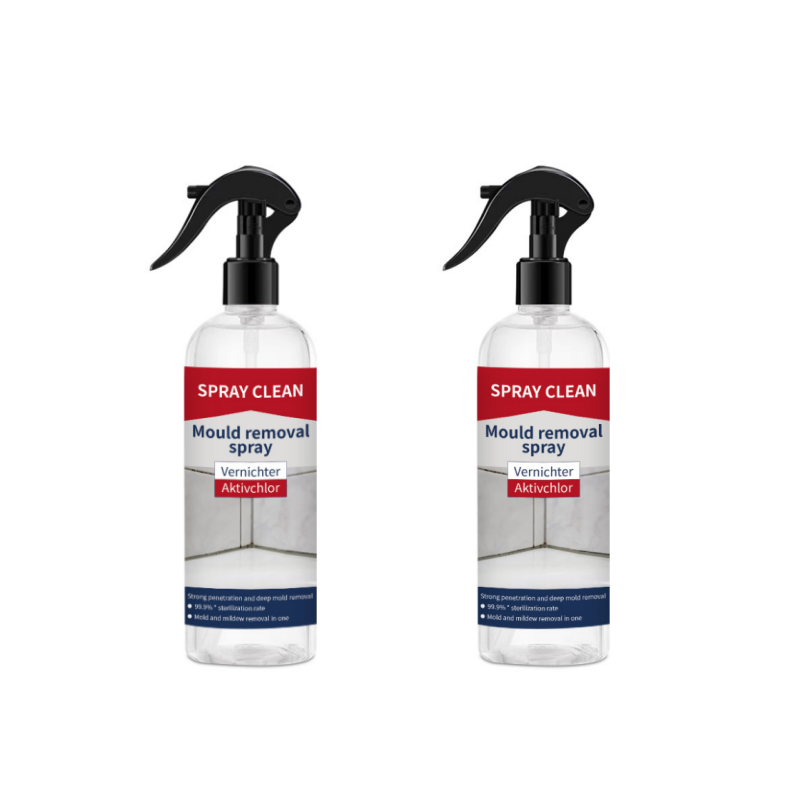 A spray for removing mould and mildew from various surfaces