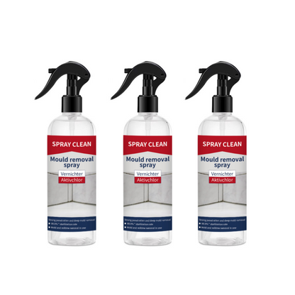 A spray for removing mould and mildew from various surfaces