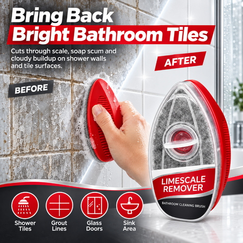 🛁 Buy 2 Get 1 Free 🏆🏆Bathroom Cleaning Brush – Built-In Cleaner Dispenser | Effortless Soap Scum & Limescale Removal for Shower Glass, Tiles & Sinks ✨