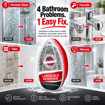 🛁 Buy 2 Get 1 Free 🏆🏆Bathroom Cleaning Brush – Built-In Cleaner Dispenser | Effortless Soap Scum & Limescale Removal for Shower Glass, Tiles & Sinks ✨