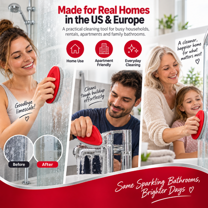 🛁 Buy 2 Get 1 Free 🏆🏆Bathroom Cleaning Brush – Built-In Cleaner Dispenser | Effortless Soap Scum & Limescale Removal for Shower Glass, Tiles & Sinks ✨