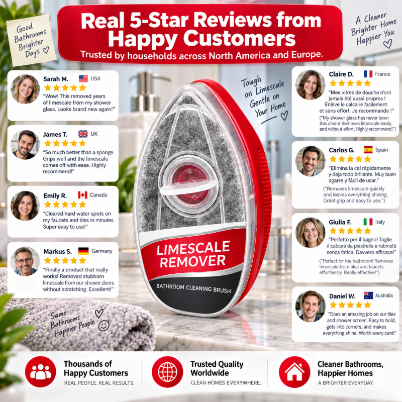 🛁 Buy 2 Get 1 Free 🏆🏆Bathroom Cleaning Brush – Built-In Cleaner Dispenser | Effortless Soap Scum & Limescale Removal for Shower Glass, Tiles & Sinks ✨