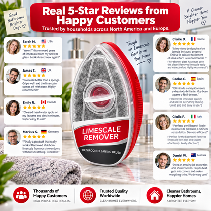 🛁 Buy 2 Get 1 Free 🏆🏆Bathroom Cleaning Brush – Built-In Cleaner Dispenser | Effortless Soap Scum & Limescale Removal for Shower Glass, Tiles & Sinks ✨