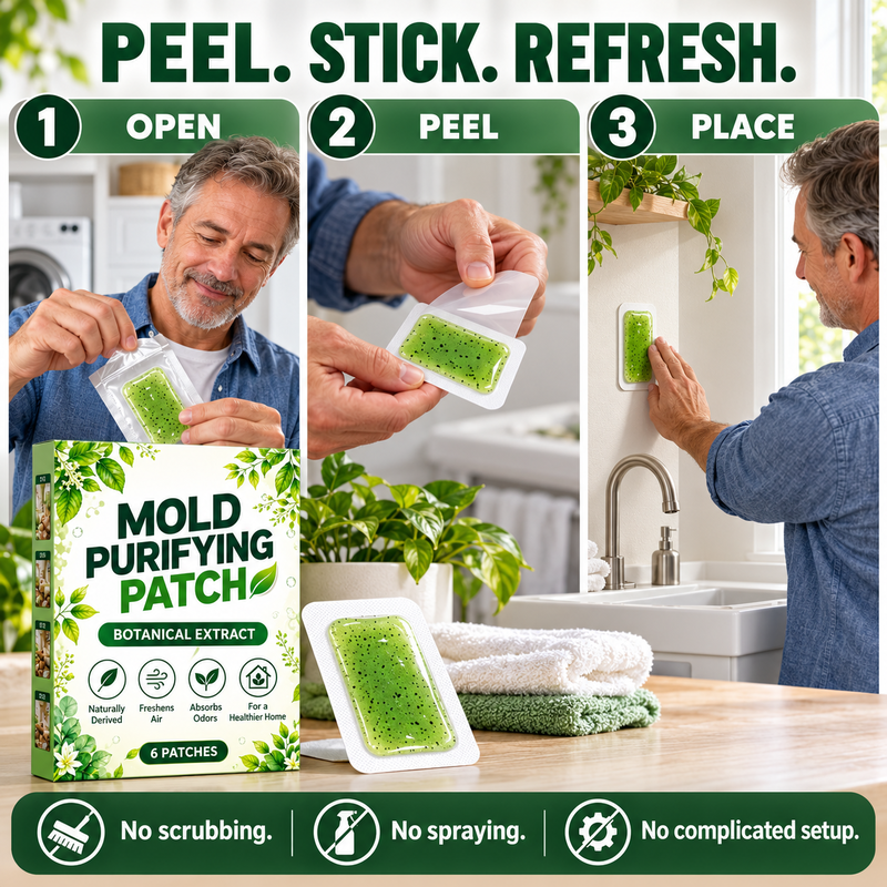 🧪6Pcs Mold Purifying Patches, Botanical Mildew Remover for Bathroom, Kitchen & Damp Areas