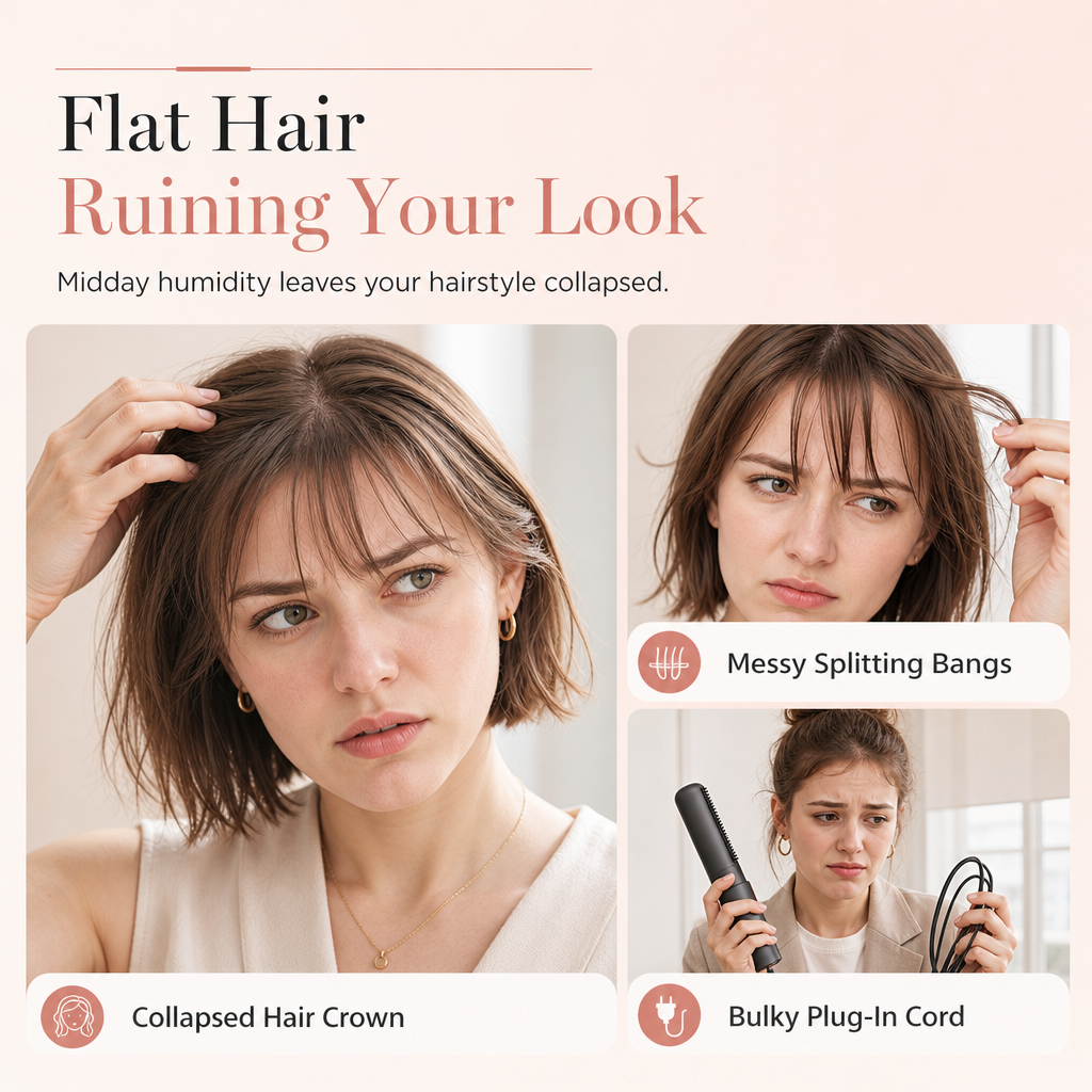 🔥50% OFF NOW!💇‍♀️Mini Cordless Heated Styling Comb, Portable Rechargeable Mini Hot Brush for Travel Hair Styling