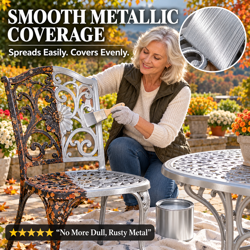 🏆 Last Day Special Price! 🎨 Water-Based Metallic Silver Paint for Metal Renovation