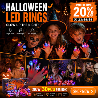 🔥🎃Spooky Season Hot Sale 50% OFF‼️✨LED Light Halloween Glowing Ring | Flashing Light‑Up Party Favor for Halloween Night👻